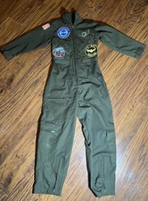 Rubies Top Gun Maverick Green Flight Suit Halloween Costume Sz Youth S Patches