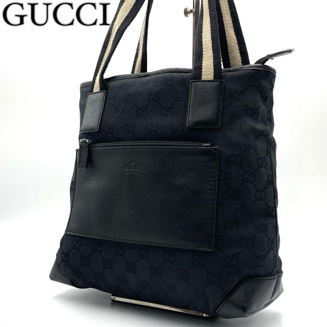 Gucci GG Canvas Sherry Line Black Handbag 0402 m4_0812
