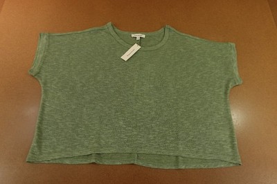 Francescas Womens Size Small Green Julie Slub Short Dolman Sleeve Tee NWT