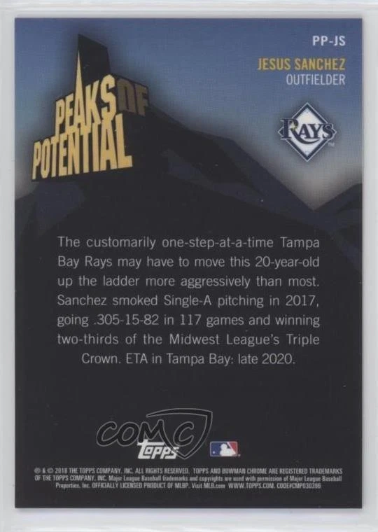 2018 Bowman Chrome Peaks of Potential Orange Refractor /25 Jesus Sanchez #PP-JS - Image 2 of 2