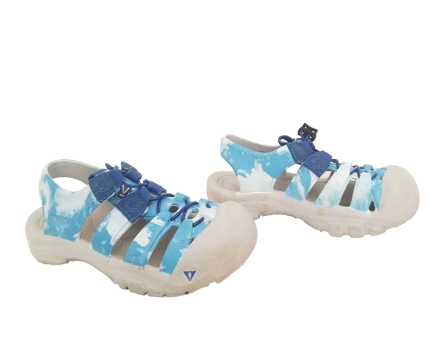Scarpe sandali Keen Little Kids taglia 13 sport acquatici blu nuvole tintura cravatta EU 31