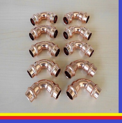 10 x Bänniger Pressfitting Bogen 90° 2 Muffen (DVGW) zum Pressen mit V-Kontur.
