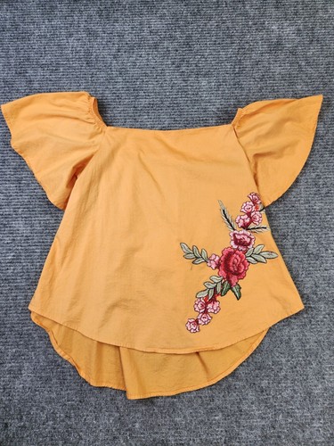 Haute Project Los Angeles Off the Shoulder Orange mit Blumenstickerei Top M - Bild 1 von 8