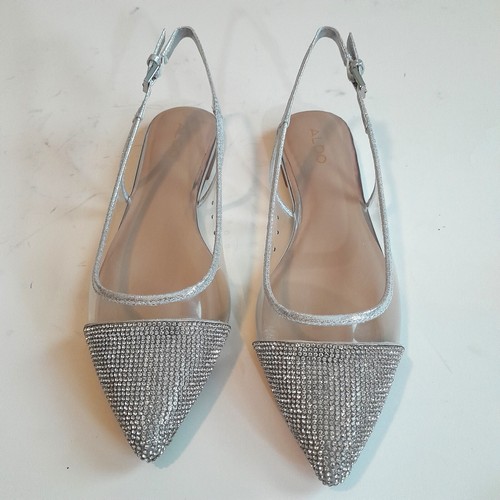 Aldo Women’s Karowara Flats Diamond Silver Clear Shoes Size 6.5