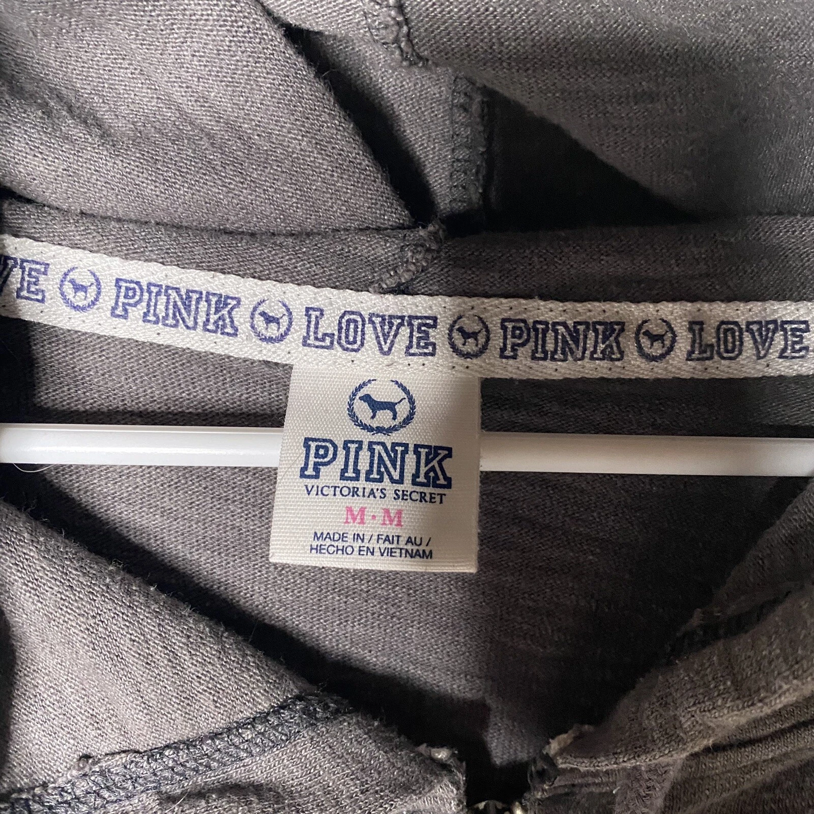 UNDERCOVER Victorias Secret ROSA Felpa con Cappuccio Manica Lunga Full Zip Giacca Donna Taglia Media