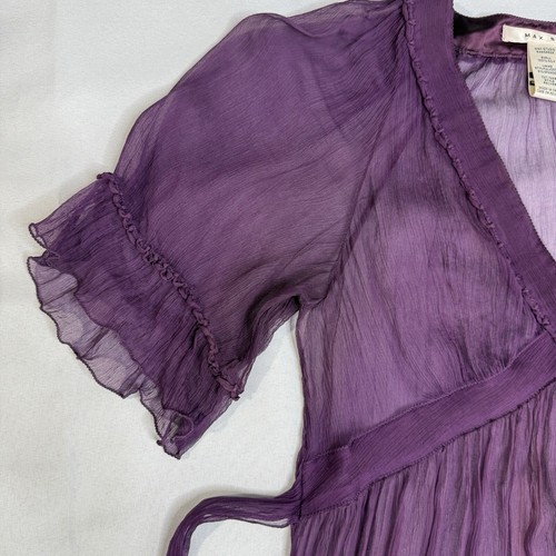 Max Studio Purple Sheer Silk Chiffon Party Slip Dress Whimsigoth Fairy Grunge M - Picture 7 of 13