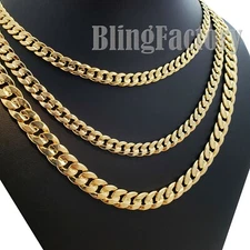 Hip Hop Rapper's 14K Stamped Gold plated 6 / 7 / 10mm Brass Cuban Chain Necklace