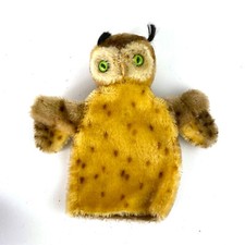 1950s Wittie The Owl STEIFF Mohair Hand Puppet Vintage plush Bird Animal Toy