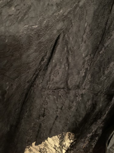 Vintage neu mit Etikett tailliert sexy schwarz Crinkle Leder & Spitze Schößchen Jacke 16 fällt klein aus - Bild 6 von 9