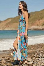 Farm Rio Coverup Dress Macaw Party Anthropologie Tropical Birds Blue Size M NEW