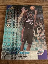 Karl Malone 1999/00 Topps Finest Gems NBA Basketball Card w/ Coating #108 Jazz