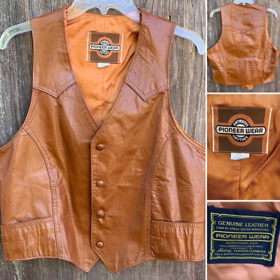 vintage Pioneer Wear Anywhere Anytime leather vest cowboy western