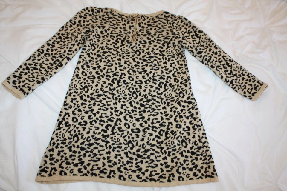 JANIE AND JACK 尺码 3 3T 秋季日落豹 LS 秋冬毛衣连衣裙 — 第 2/3 张图片