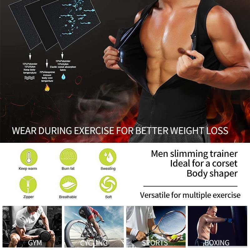 Men's Heat Trapping Sweat Sauna Vest Zipper Waist Cincher Crazy