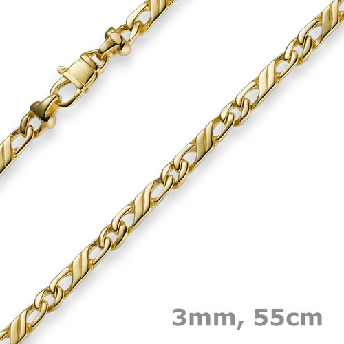 Collana Jeukette 3Mm, Oro Giallo Massiccio 585, 55Cm, Collana D'Oro