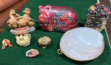 Junk drawer lot figurines Pins Trinkets Vintage Collectible Pieces Rare