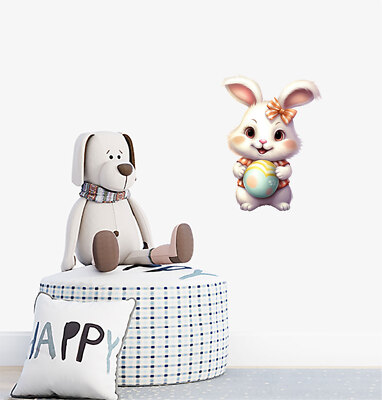 Wandbild Osterhase Hase Ei Schlafzimmer bunte Vinyl-Aufkleber Abziehbilder a7600