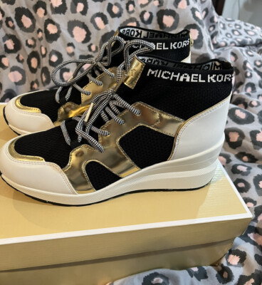 NEW Michael Kors Markie Bootie Soft Stretch 7 NEW Black White Gold MK