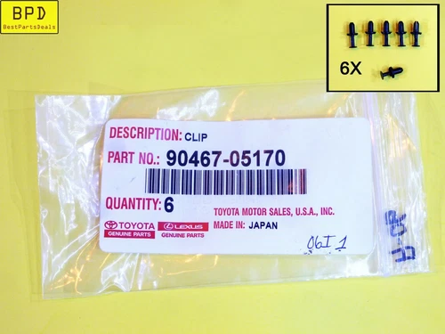 6x Pack Genuine Bumper Cover Support Rail Panel Trim Clip For Toyota 90467-05170