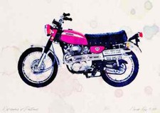 A3 Photo Honda CL350 1970 Watercolour Print Ltd Edition