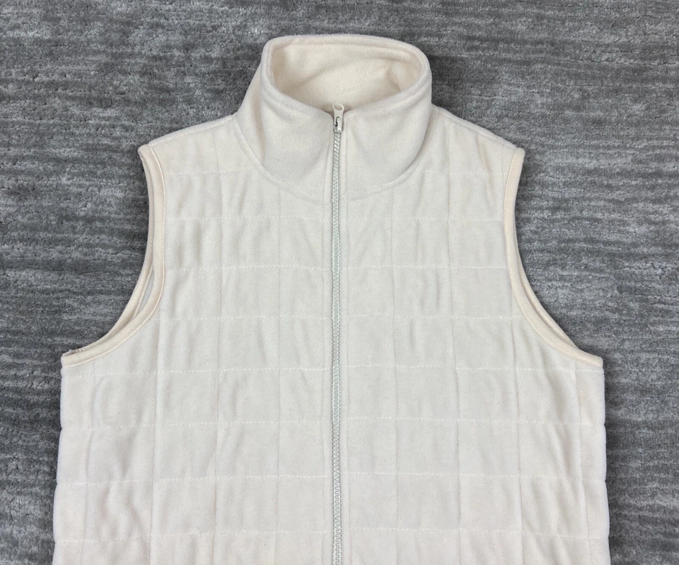 Chaleco Jane Ashley para mujer PM marfil polar bolsillos con cremallera suave Foto 2 de 4