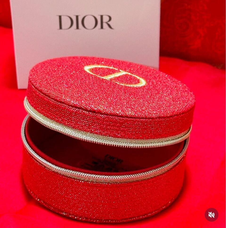 Dior 2025 New Year Limited Edition Round Red Pouch with Box Exclusive Holiday Gift-image