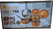 Copper H-02628 Pan 10-Piece Luxury Induction Cookware Set Non-Stick, 21.5 x 11.5