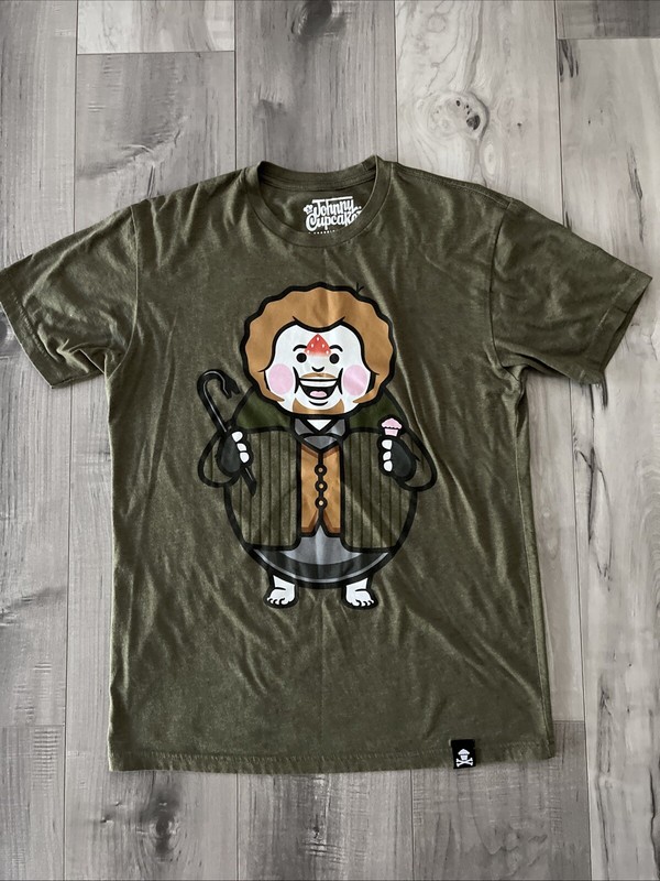 RARE Men’s Johnny Cupcakes Big Kid Home Alone Bandit Robber T-Shirt Olive Green