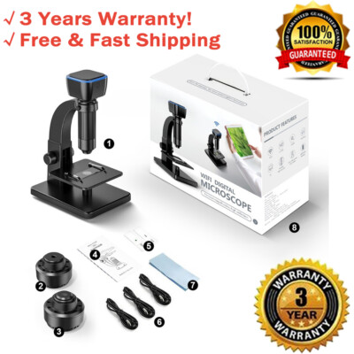 315W 5MP 2000X Wifi Digital Microscope Dual Lights Support Wifi USB For Labs NEW