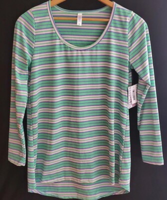 T-shirt Femme LULAROE Lynnae - Manches Longues Rayé Gris Et Blanc - Taille XS Neuf Sans étiquette