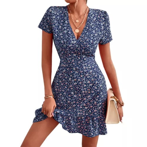 Damen Boho Strand lose Blumen Sommerkleid S-2XL Damen Sommer Urlaub Kleid - Bild 19 von 24