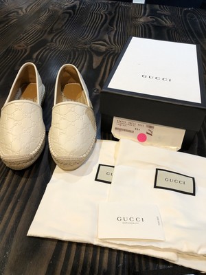 gucci signature leather espadrille white