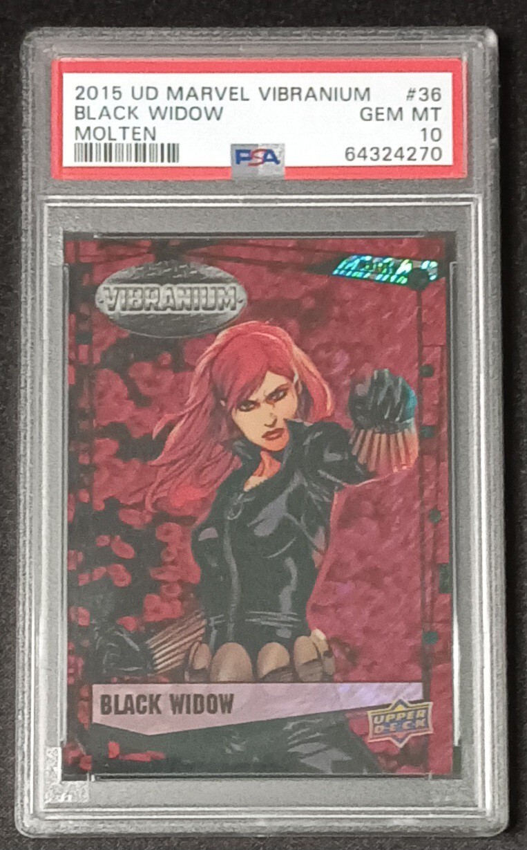 2015 UD Marvel Vibranium Molten /299 #36 Black Widow PSA 10 🌟POP6🔥RARE🔥