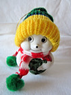 GIFTCO 1987 SNOW BELLS Porcelain Christmas Ornament w/ Knit Accesories Snowman — photo 4