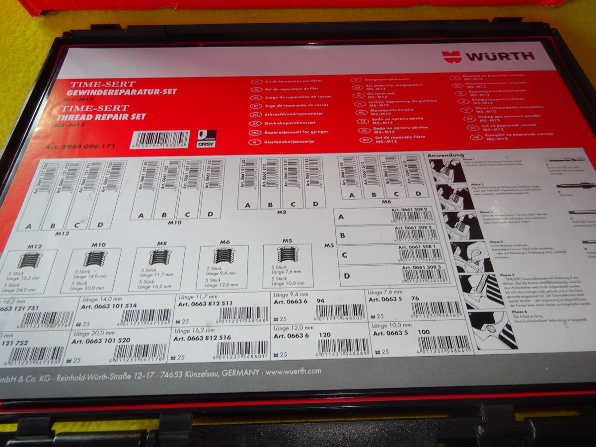 Würth Time-Sert Gewindereparatur Sortiment 70 Teilig M5-M12 | eBay