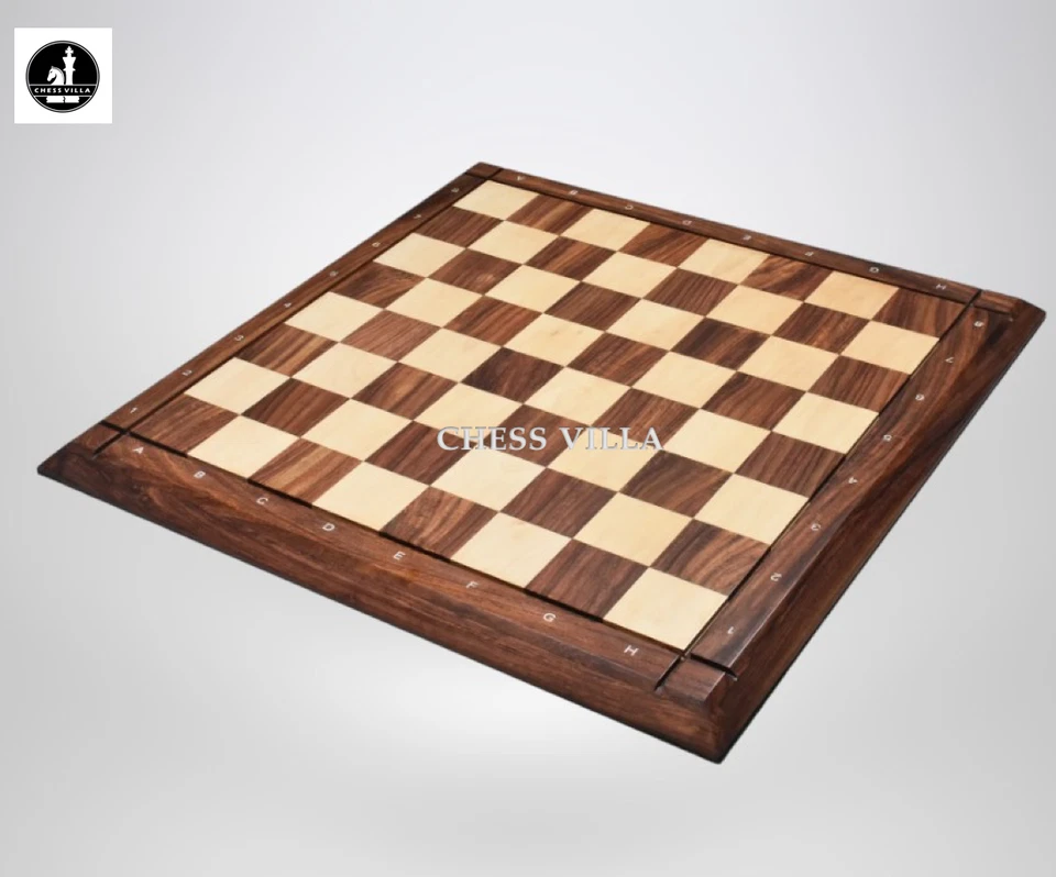 21" Drueke Style Wooden Chess Board- Golden Rosewood & Maple Wood with Notations - Image 3 of 4
