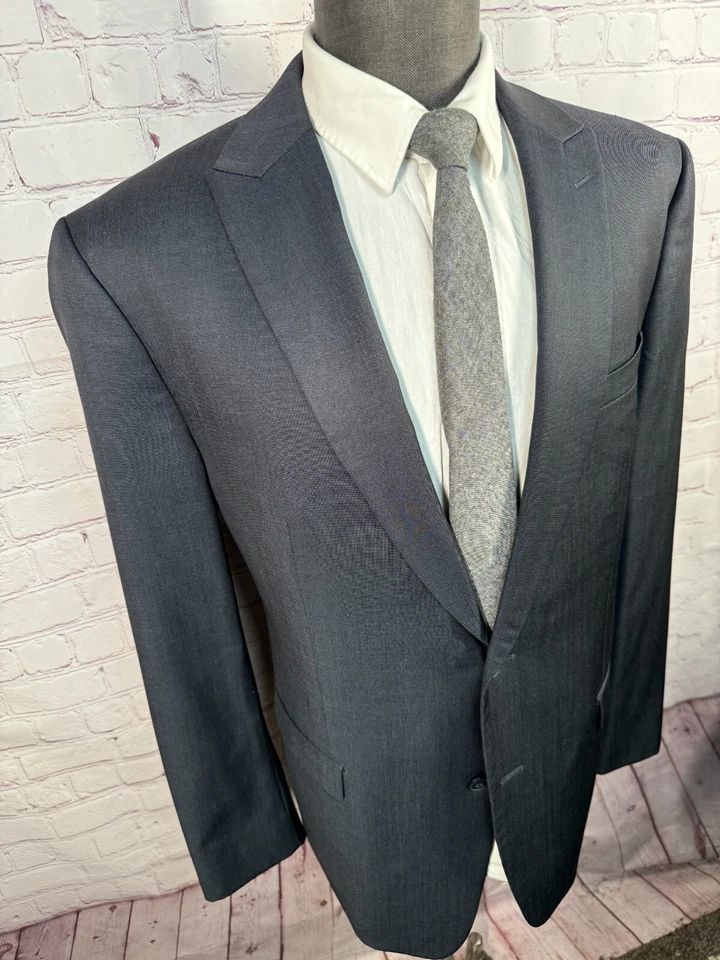 BAR III Para Hombres Azul Marino Ajuste Ajustado Lana 2 Botones Traje Abrigo Deportivo Blazer Chaqueta 46R Foto 3 de 4