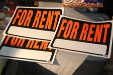 3 HY-KO LARGE 18 X 14  FOR RENT SIGNS SINGLE SIDED PHONE AREA MADE IN USA