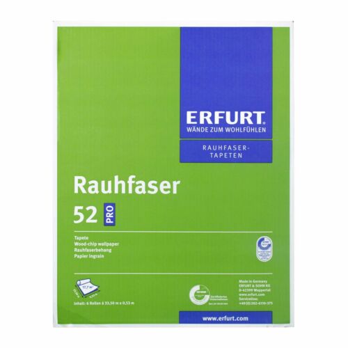6 Rollen Erfurt Rauhfaser 52  Pro Klassik-Struktur Raufasertapete 106,5 m² (0,87 - Bild 1 von 5
