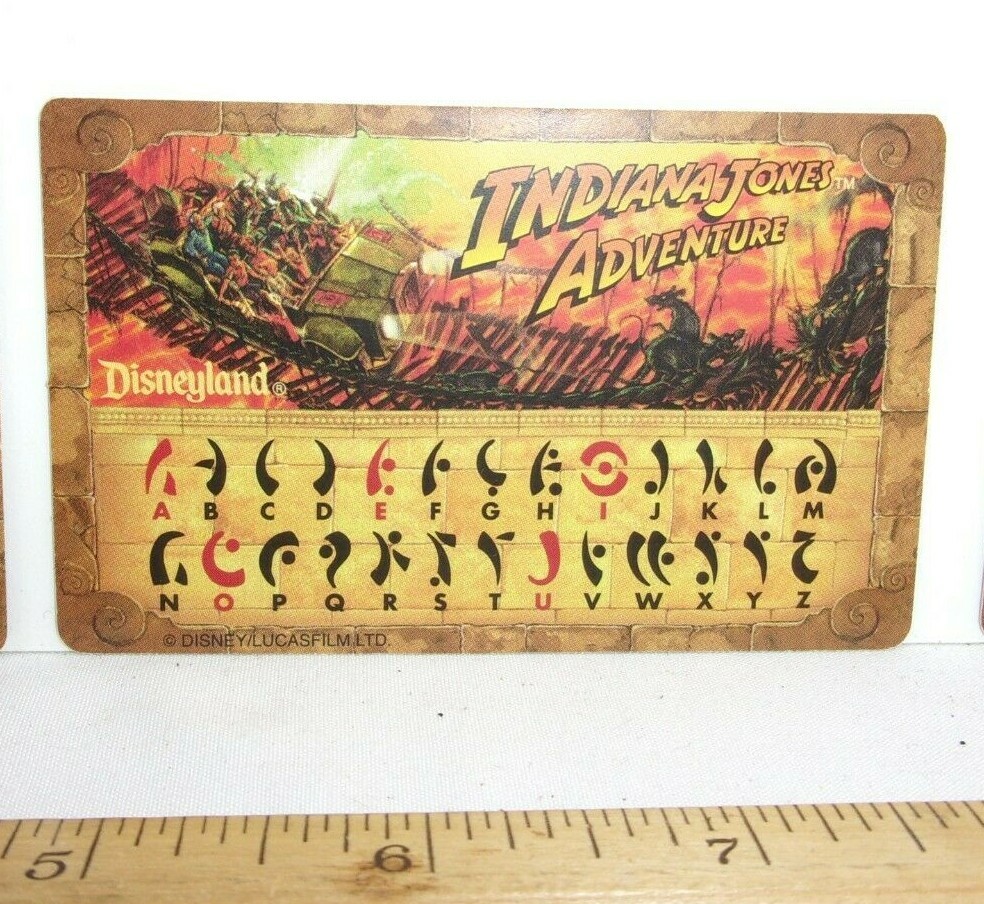 Disneyland Indiana Jones Adventure ride know the code card 1990s