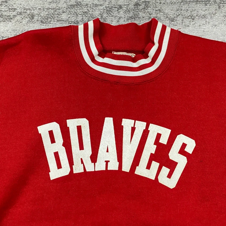 Suéter Vintage Champion Products Inc Atlanta Braves Adulto Extra Grande Rojo Años 60 Foto 3 de 4