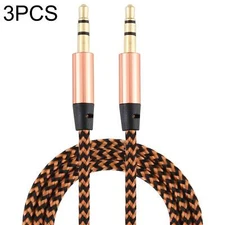 3X AMZER 3.5mm Jack Male to Male Audio Stereo Cable Aux Nylon Cord - 1m