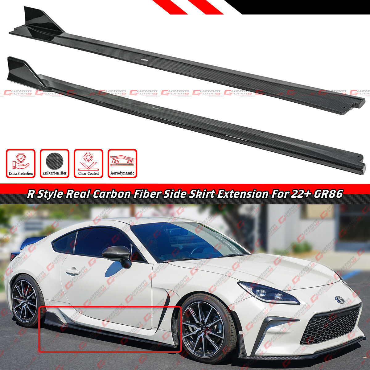 For 2022-26 Toyota GR86 Subaru BRZ ZN8 R Style Carbon Fiber Side