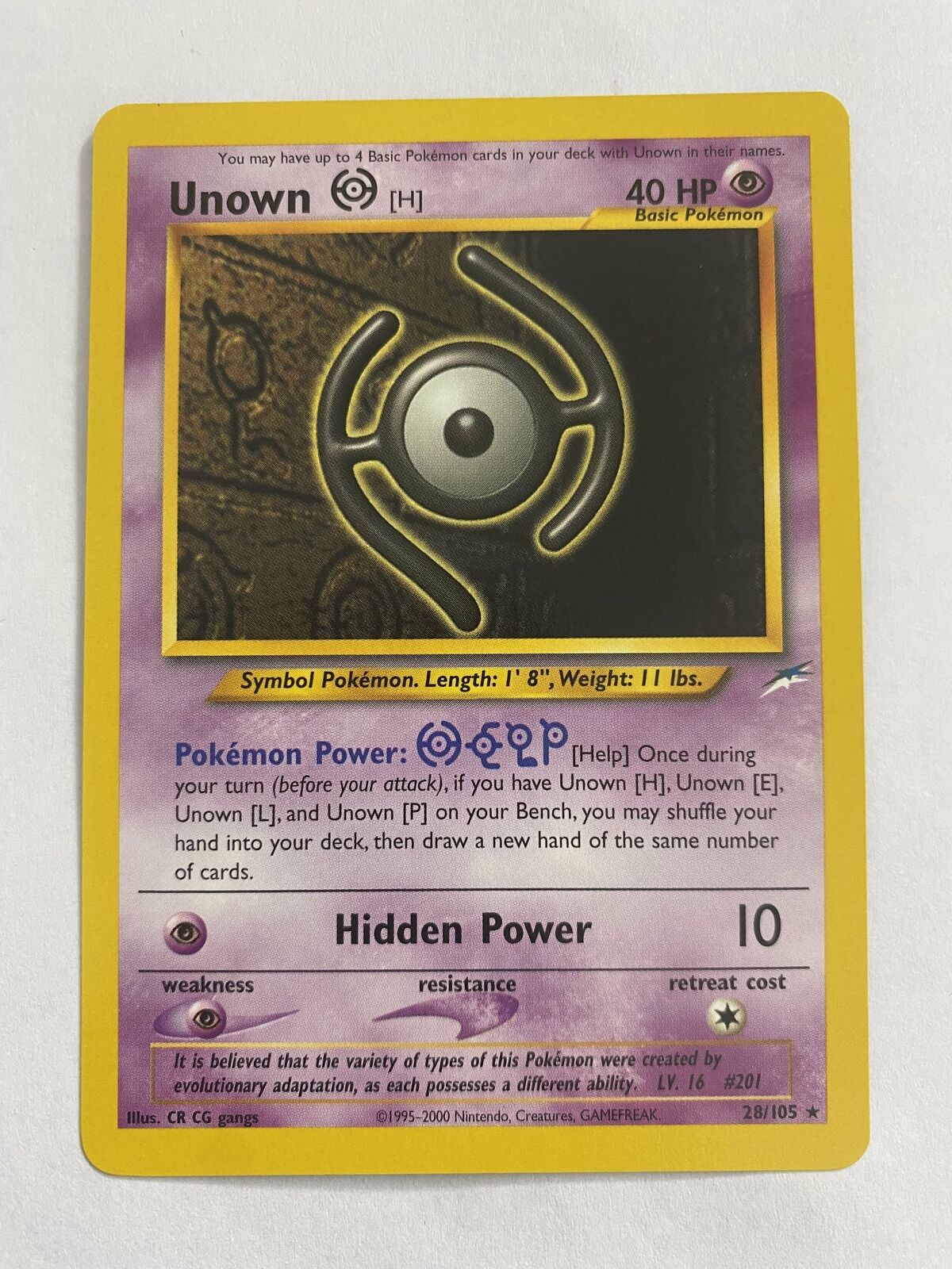 Check the actual price of your Unown [H] 28/105 Pokemon card