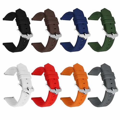 Silicone Rubber Watch Band Waterproof Quick Release Strap 16 18 19 20 21 22mm - Picture 2 of 17