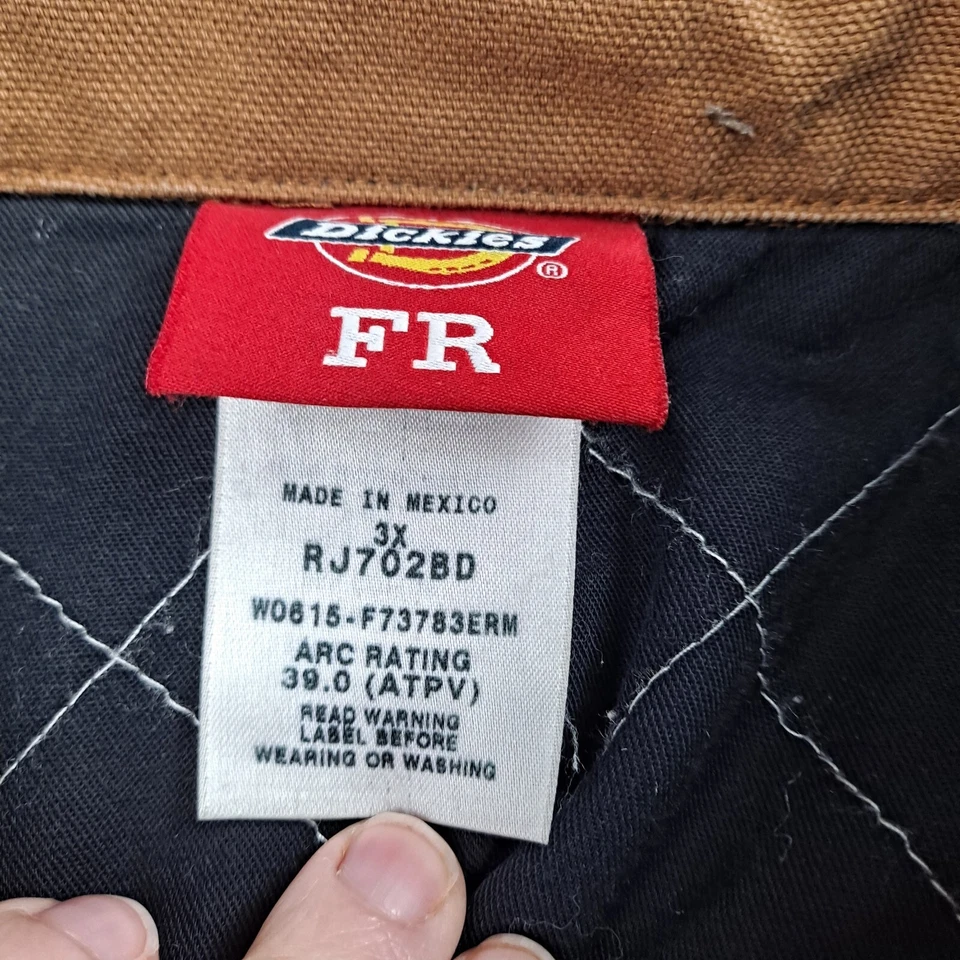 Dickies FR Coat Men 3XL Tan ATPV Rating 39 Insulated Jacket Work Canvas READ - Image 4 of 4