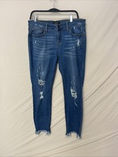 Judy Blue Jeans Womens 13/31 Blue Straight Fit Stretch Distressed Frayed