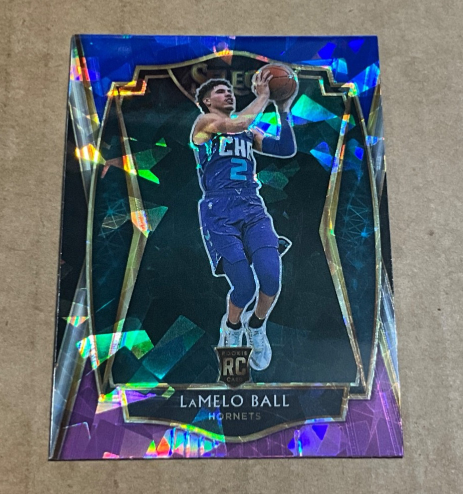 2020-21 Select # 183 LaMelo Ball Rookie Blue White Purple Cracked Ice Prizm