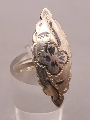 Ring Silber 875 wunderbares altes Prachtstück TULASILBER Nielo Blumen Russisch - Bild 1 von 4