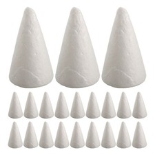 25pcs Foam Cones White Conical Shapes for Crafts Projects